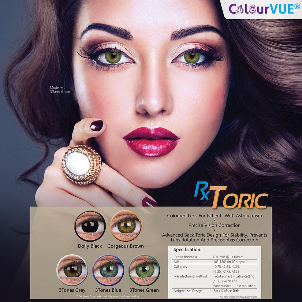 ColourVUE Dolly Black (Toric) (CYL: -0.75)